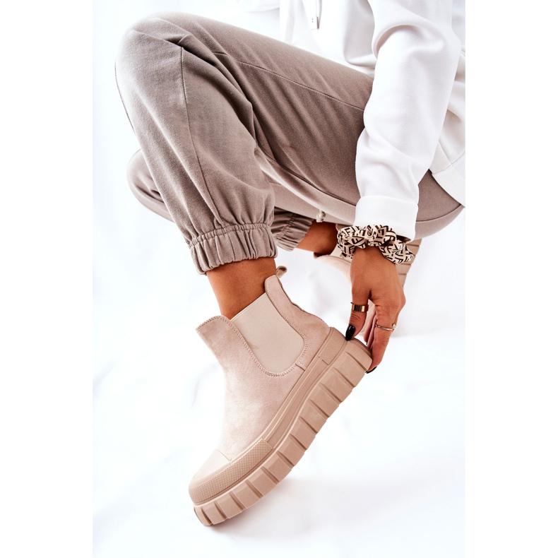 PH1 Stivaletti in pelle scamosciata su una piattaforma Jennily beige 2