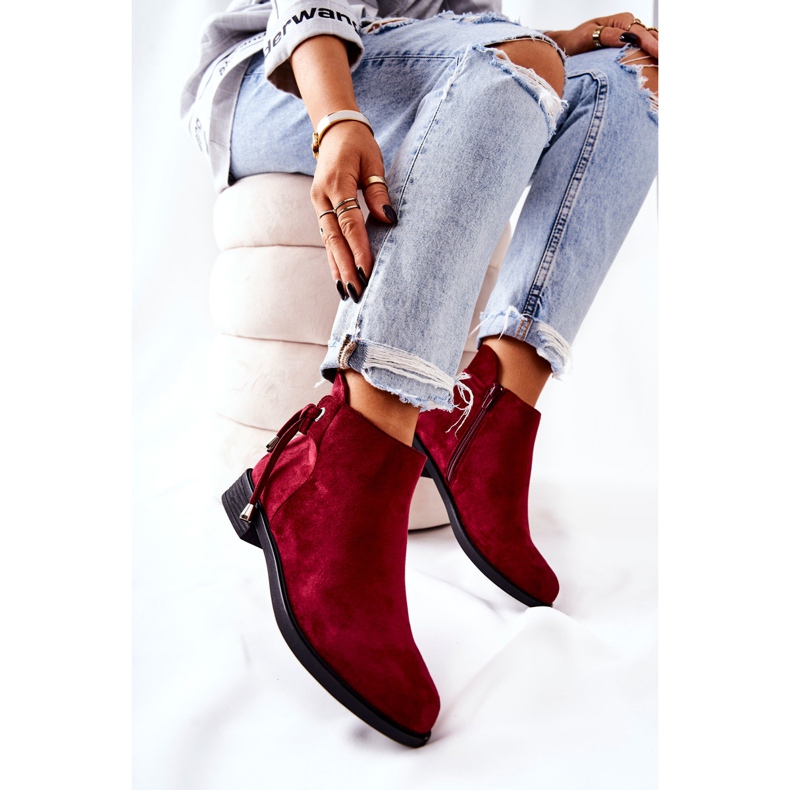 Stivali da donna Suede Bordeaux Numbero chiaretto rosso 1