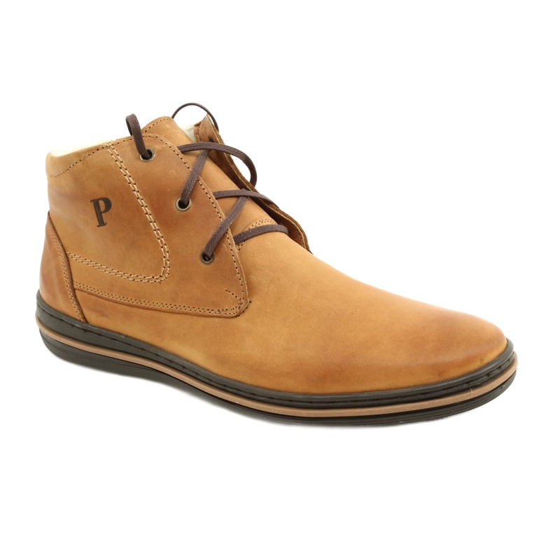 Polbut Stivali invernali da uomo, allacciati 339S cammello beige giallo 1