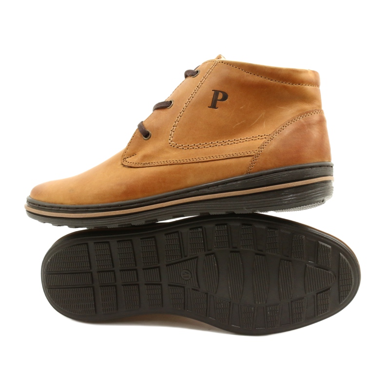 Polbut Stivali invernali da uomo, allacciati 339S cammello beige giallo 4