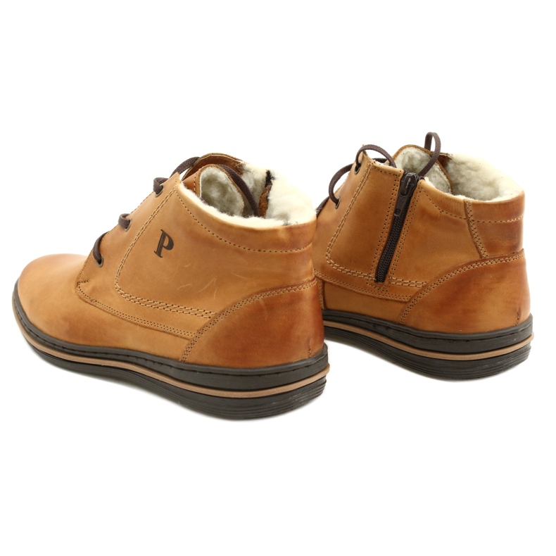 Polbut Stivali invernali da uomo, allacciati 339S cammello beige giallo 5