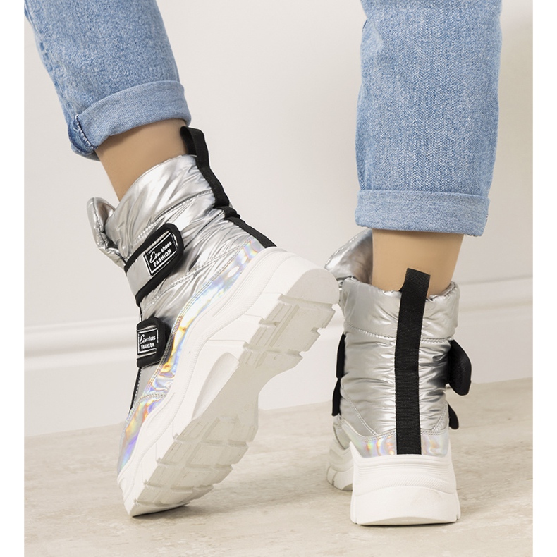 Stivali da neve argento con velcro Comforte d'argento 1