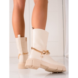 Gogo Stivali da lavoro alla moda con catena beige 2