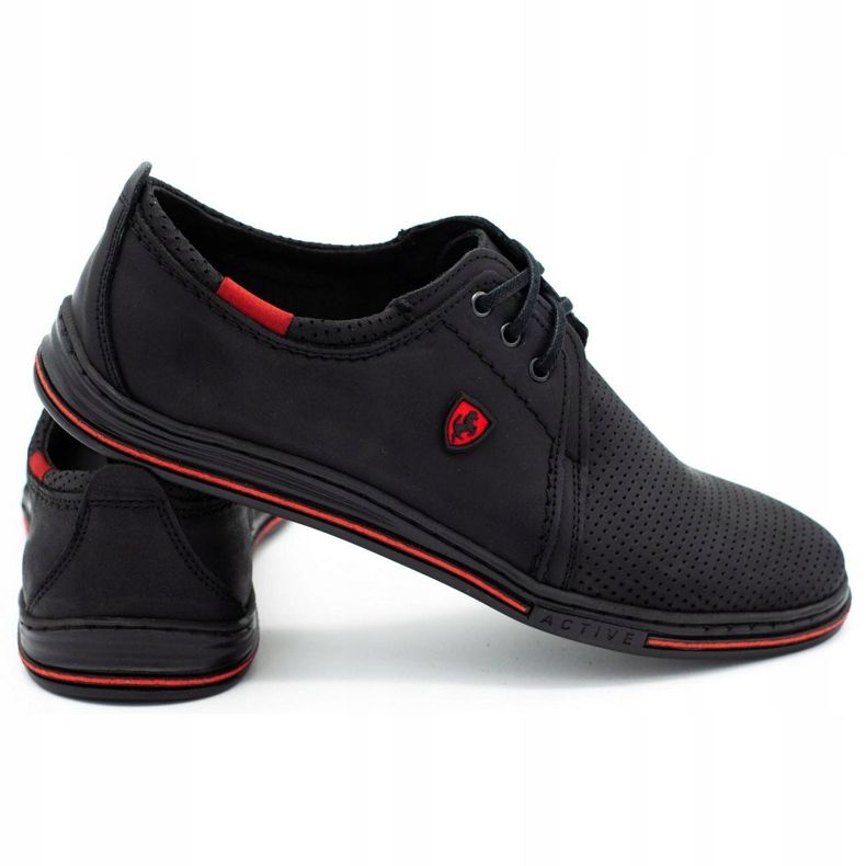 Polbut Scarpe da uomo in pelle 343P, estive, nere nero 1