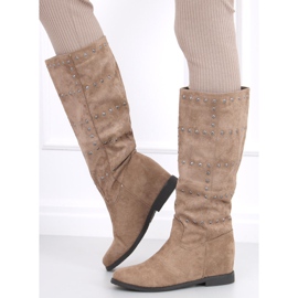 Stivali con zeppa nascosta Ferto Khaki beige 1