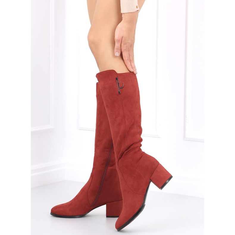Stivali con tacco basso Ritta Violaceo rosso 1