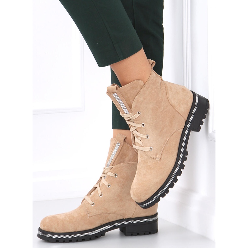 Stivaletti stringati Bing Beige 1