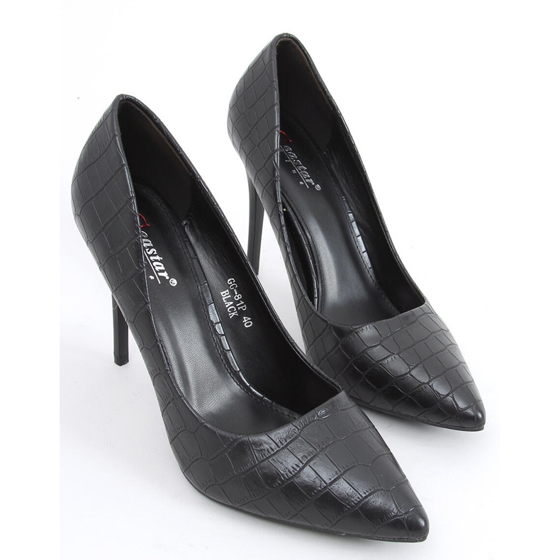 Tacchi alti da donna Hanne Black pelle di serpente nero 1
