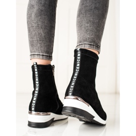 Goodin Stivali con zeppa in pelle nero 2