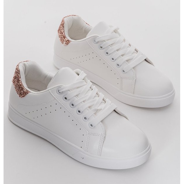 Sneakers bianche con glitter Shine bianca d'oro 1
