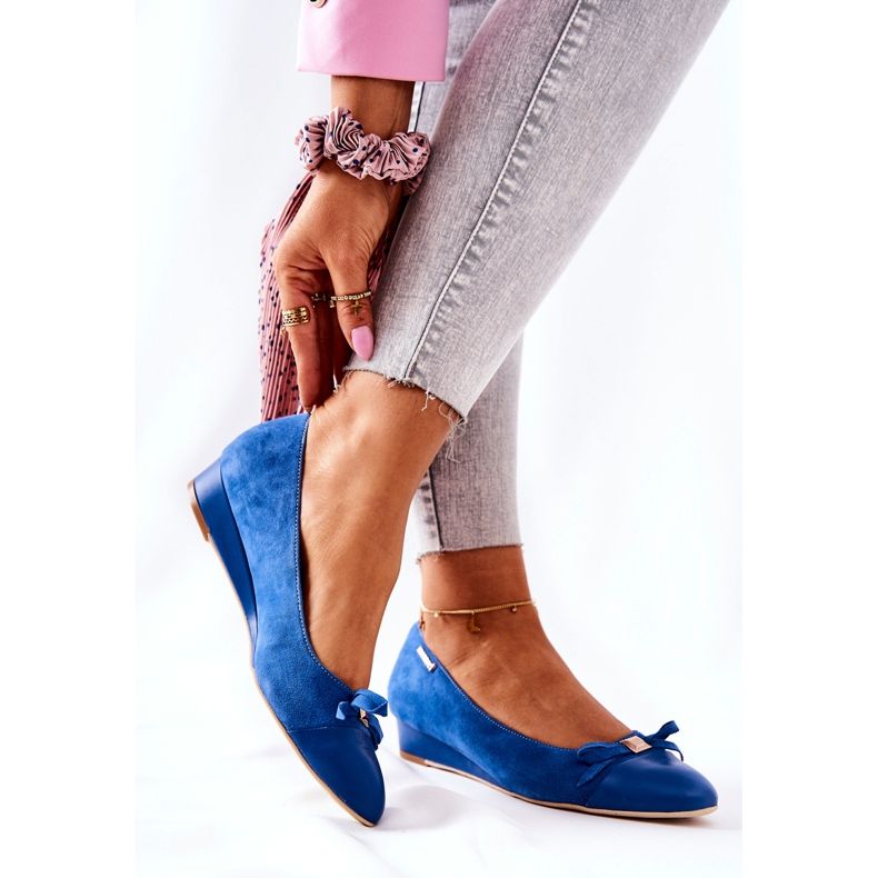 Décolleté con zeppa in pelle Monnari 0590-M12 Blu 2