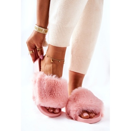 PB2 Pantofole in gomma rosa chiaro sensibili con pelliccia 1