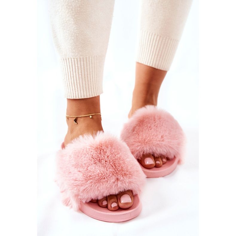 PB2 Pantofole in gomma rosa chiaro sensibili con pelliccia 2