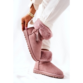 FS1 Mukluki Doposci Warm Fringe Pink Sorella rosa 2