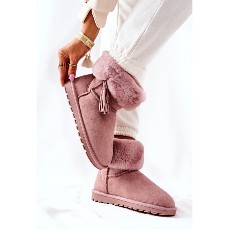FS1 Mukluki Doposci Warm Fringe Pink Sorella rosa 2