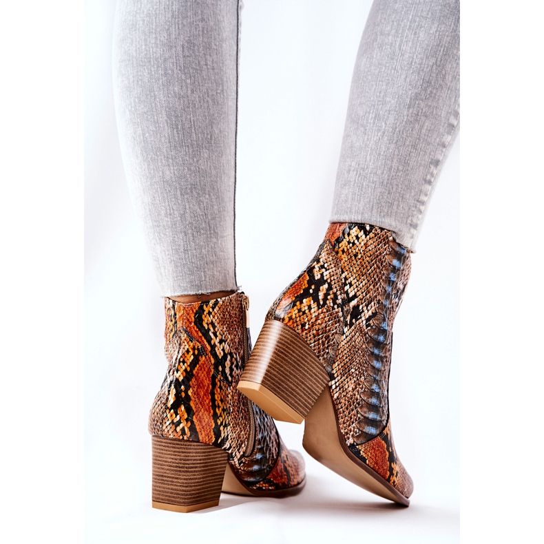 Lewski Shoes Stivali Cowboy Lewski Arancione-Blu Snake Pattern EV28 marrone arancia 1