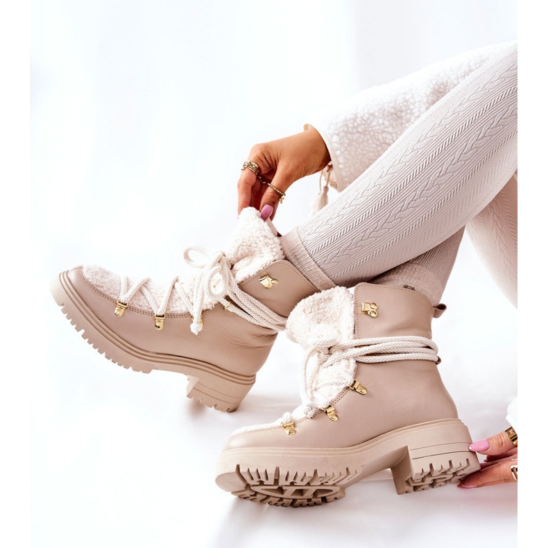 Lewski Shoes Stivali in pelle Trappers Legati Lewski Beige chiaro 3116 2
