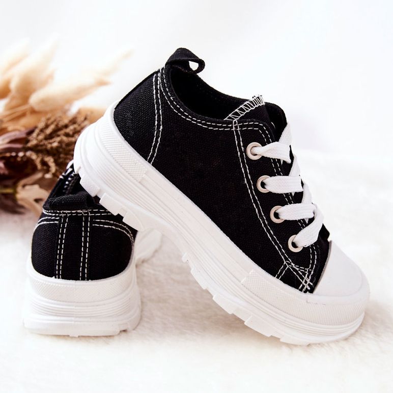 FR1 Sneakers per bambini sulla piattaforma del tempo di viaggio nero-bianco 1