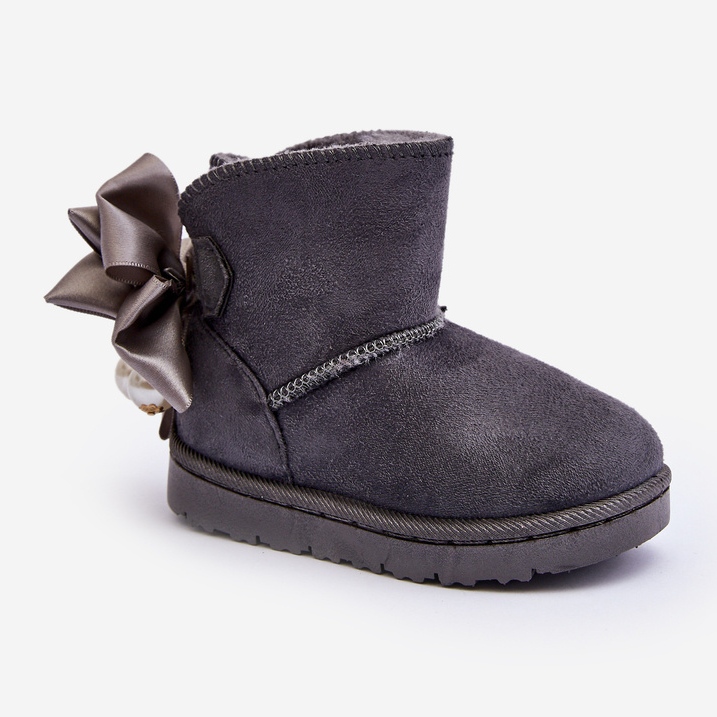 Caldi stivali da neve per bambini con fiocco grigio snowis 1