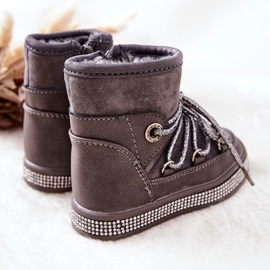 FR1 Stivali Da Neve Da Bambino Grigi Con Cubic Zirconia Wellma grigio 2