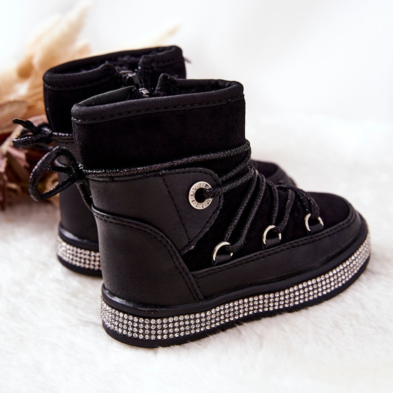 FR1 Stivali Da Neve Da Bambino Neri Con Cubic Zirconia Wellma nero 1