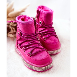 FR1 Stivali Da Neve Per Bambini Con Cubic Zirconia Wellma Fuchsia rosa 2