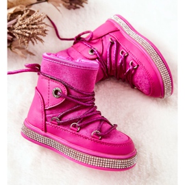 FR1 Stivali Da Neve Per Bambini Con Cubic Zirconia Wellma Fuchsia rosa 1