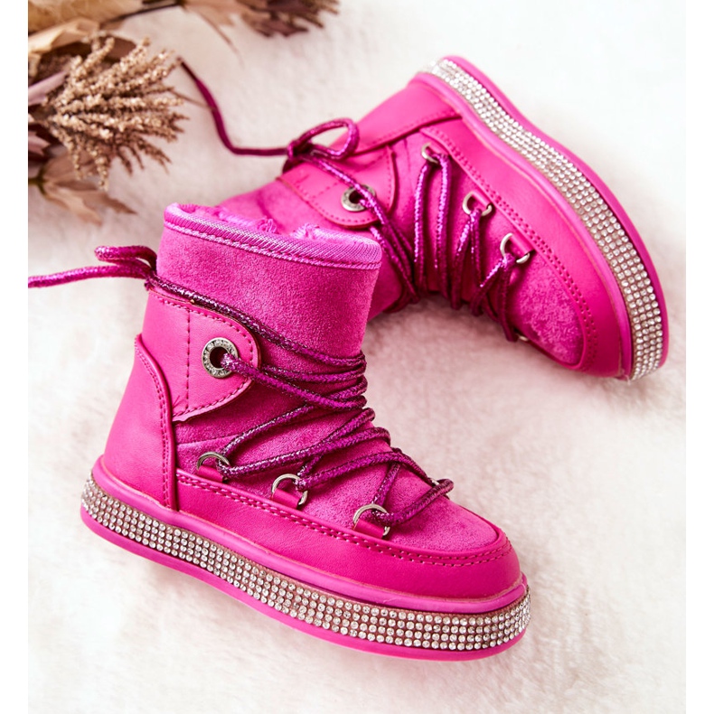 FR1 Stivali Da Neve Per Bambini Con Cubic Zirconia Wellma Fuchsia rosa 1