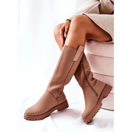 FJ1 Stivali Alti In Pelle Beige Trishia 1