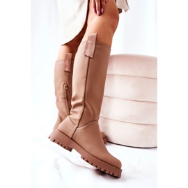FJ1 Stivali Alti In Pelle Beige Trishia 2