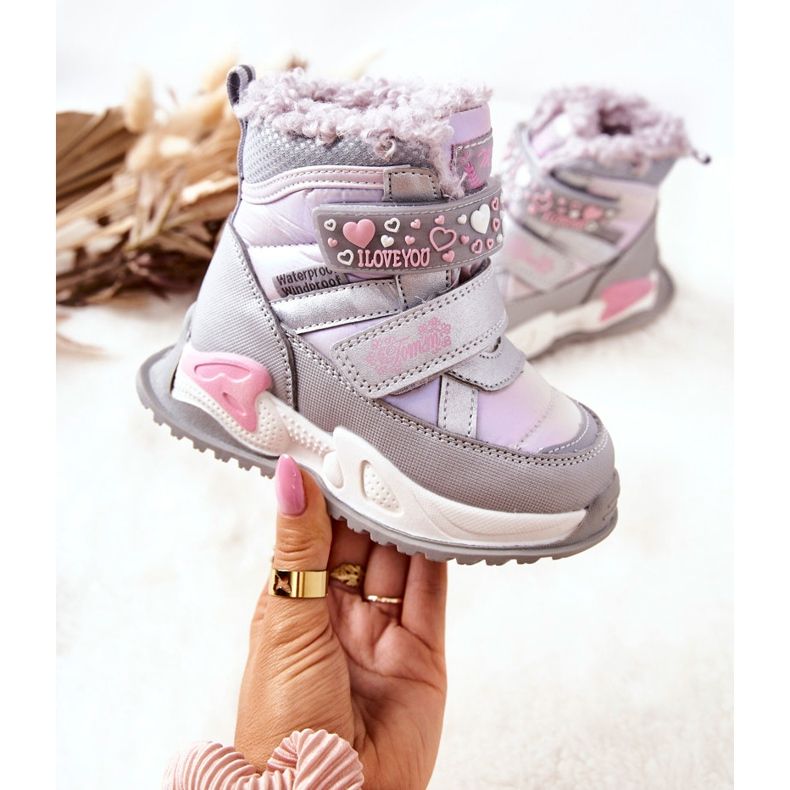 PJ2 Stivali da neve caldi per bambini Argento-Rosa Chilly viola d'argento 2