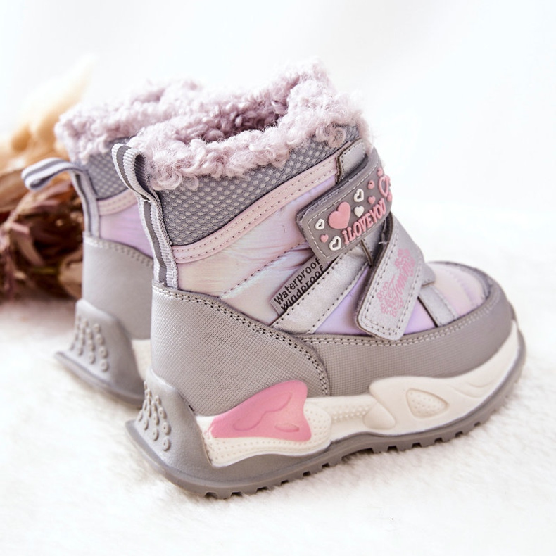 PJ2 Stivali da neve caldi per bambini Argento-Rosa Chilly viola d'argento 1