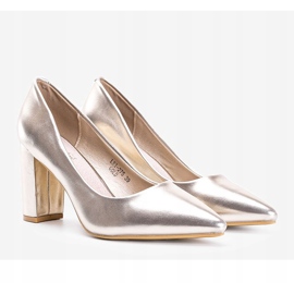 Pumps metallizzate oro sul pilastro Biancaa d'oro 1