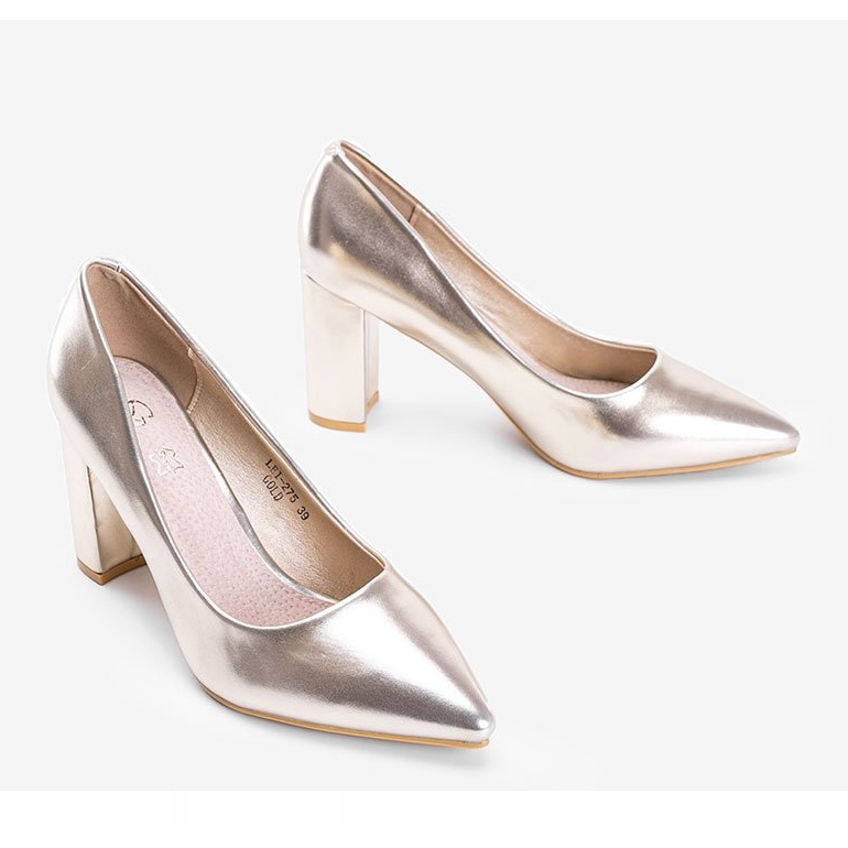 Pumps metallizzate oro sul pilastro Biancaa d'oro 2