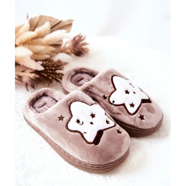 WJ1 Pantofole Calde Bambini Beige Nella stars marrone 1