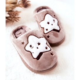 WJ1 Pantofole Calde Bambini Beige Nella stars marrone 2