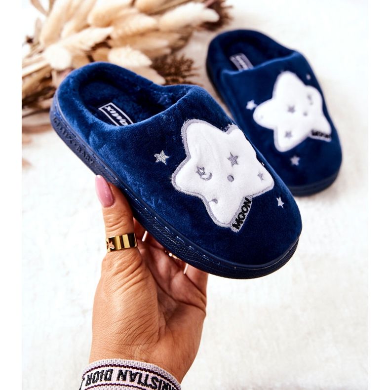 WJ1 Pantofole Calde Bambini Blu Navy Nella bianco 1