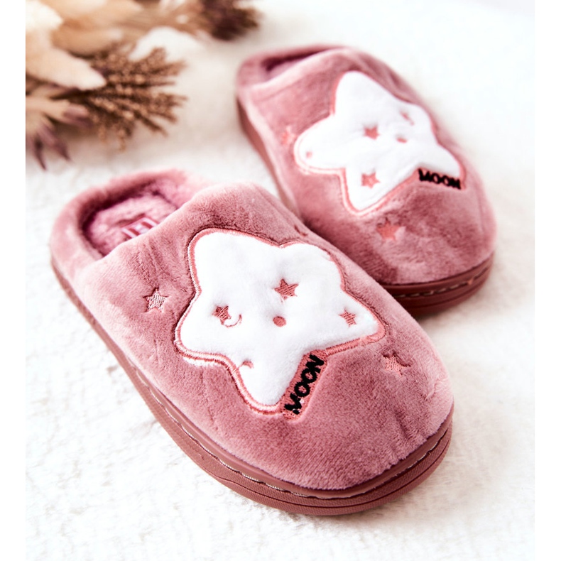 WJ1 Pantofole Bambini Stelle Rosa scuro Nella bianca 2