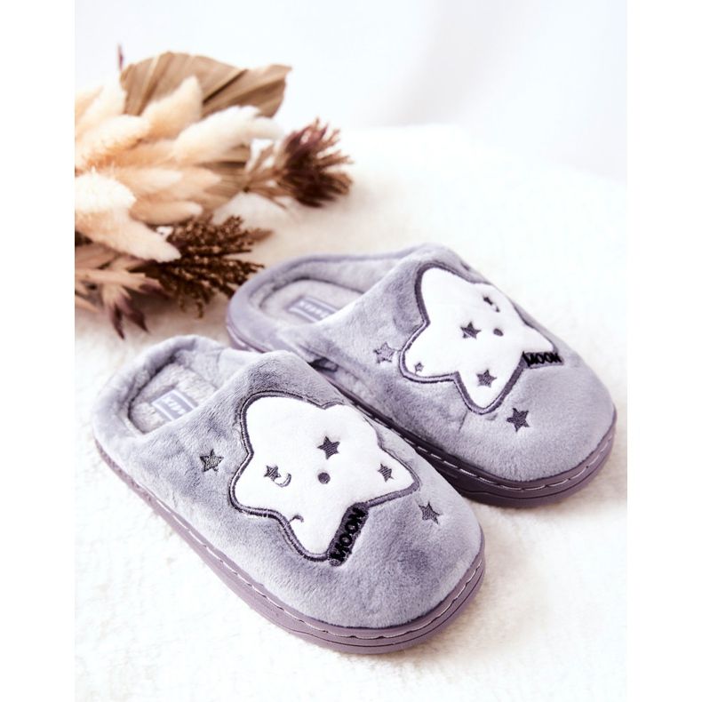 WJ1 Pantofole Bambini Stelle Grigie Nella bianco grigio 2