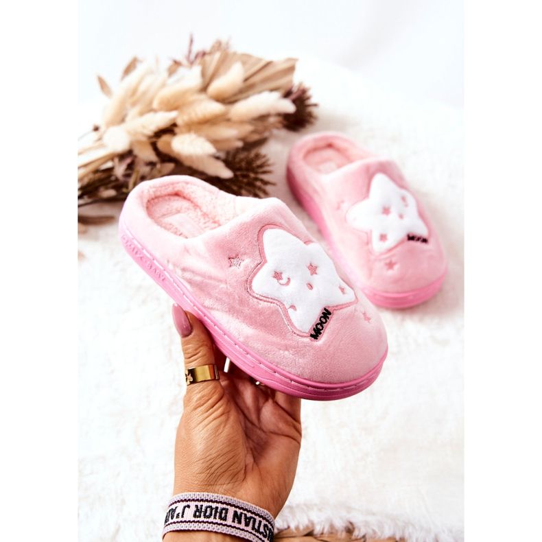 WJ1 Pantofole Bambini Stelle Rosa chiaro Nella bianca 1