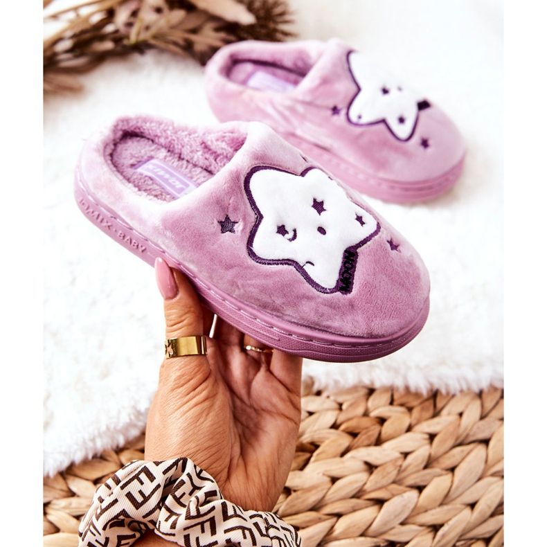 WJ1 Ciabatte Calde Bambini Viola Nella bianco 2