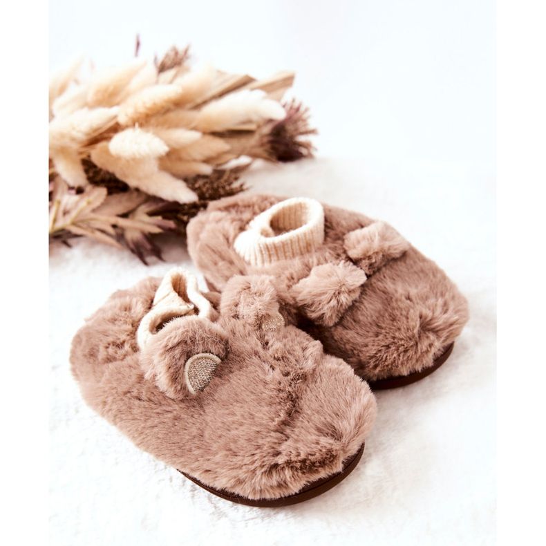 WJ1 Pantofole Calde Con Costine Marrone Dessi beige 1