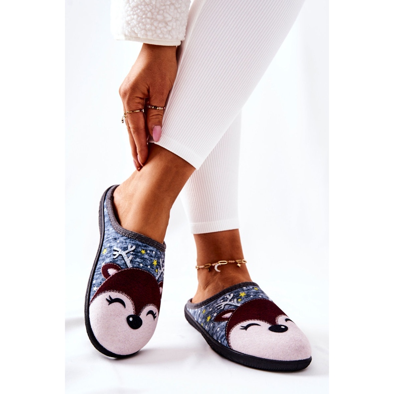 Pantofole calde Taffy blu renna 2
