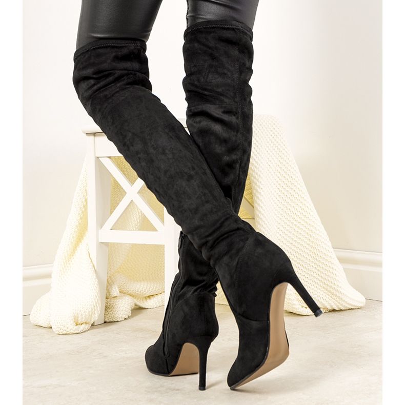 Stivali neri a stiletto da donna con isolamento Aloe nero 2