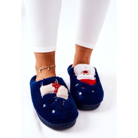 WJ1 Pantofole natalizie Babbo Natale e renna blu navy 1