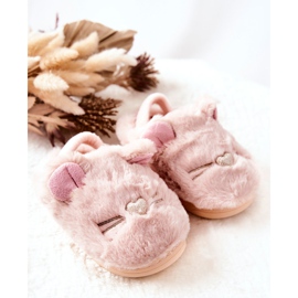 WJ1 Pantofole Per Bambini Gattini Con Orecchie Rosa Chiaro Tammy 1