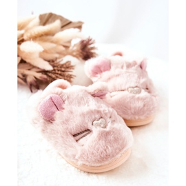 WJ1 Pantofole Per Bambini Gattini Con Orecchie Rosa Chiaro Tammy 2