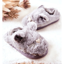 WJ1 Pantofole per bambini Gatti con orecchie Tammy grigie grigio 2
