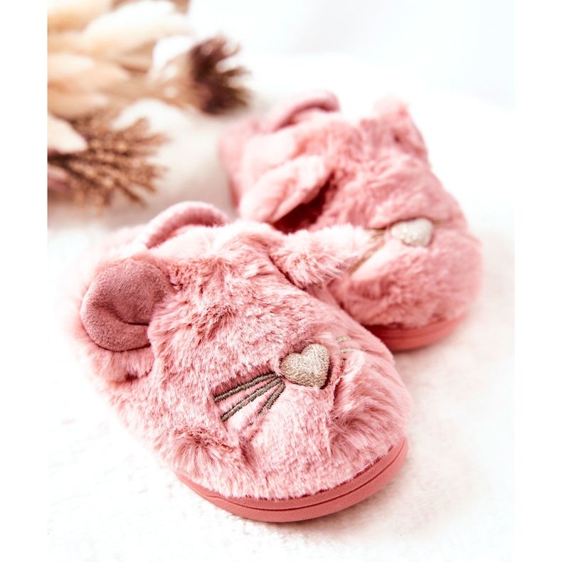 WJ1 Pantofole per bambini Gattini con orecchie Tammy rosa 2