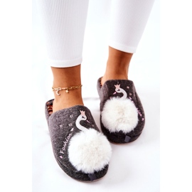 Calde pantofole Grey Rey's swan grigio 1